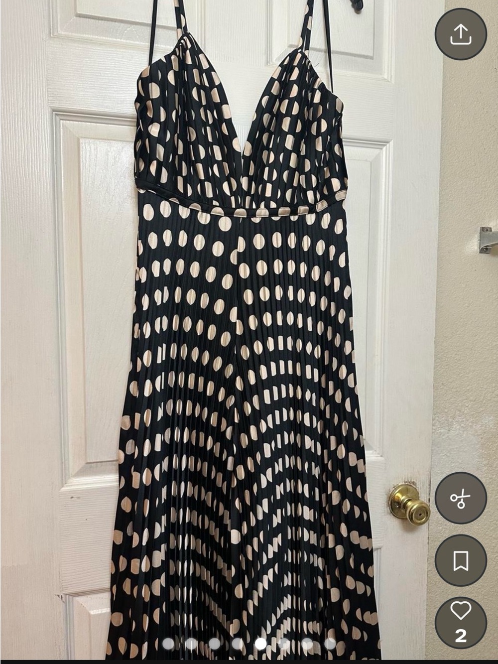 Mac Duggal Black and White Polka Dot Wide-Leg Jumpsuit - Picture 5 of 8